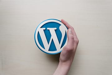 Mão segurando o logotipo do WordPress